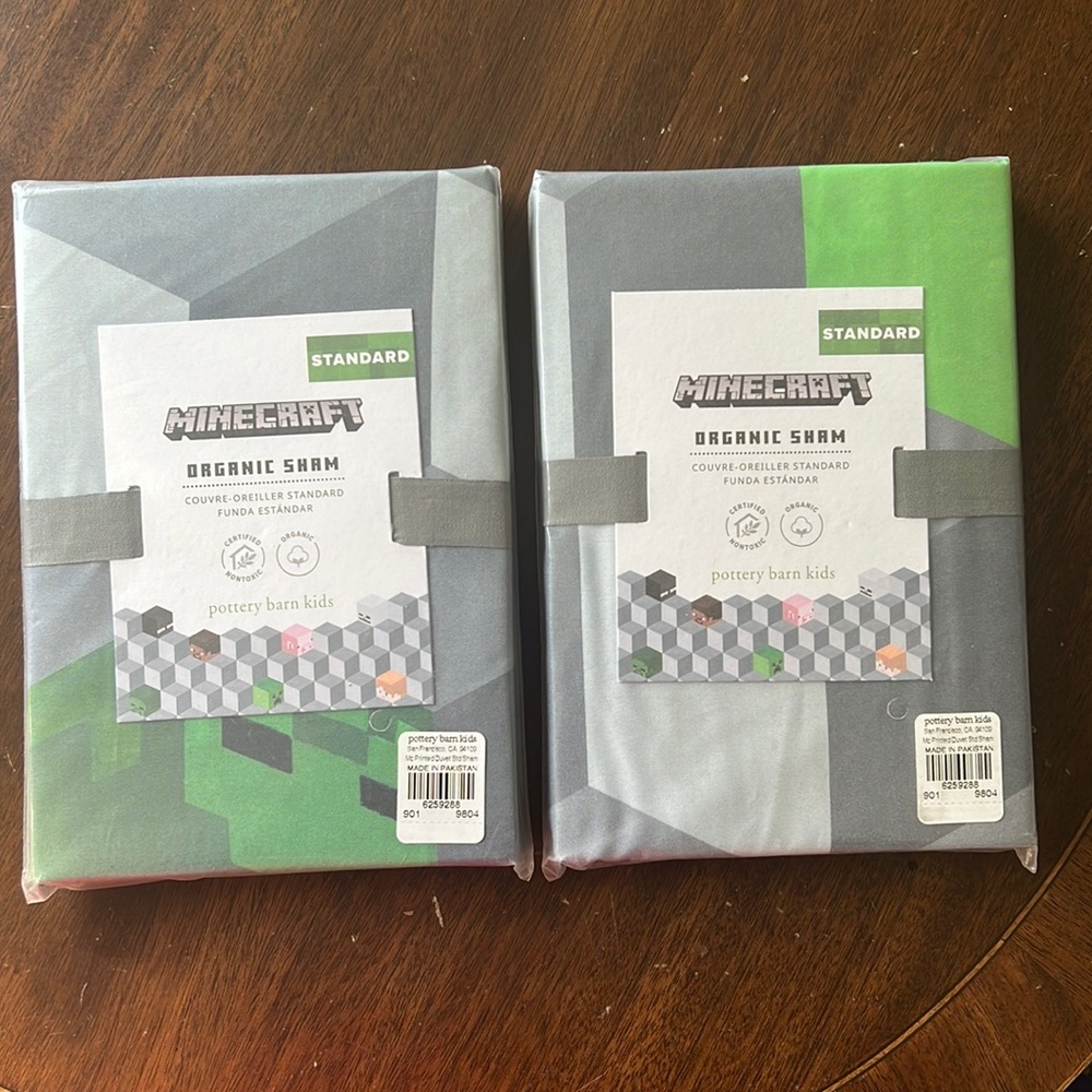 2 Brand new pottery barn kids Minecraft organic sham for standard pillow